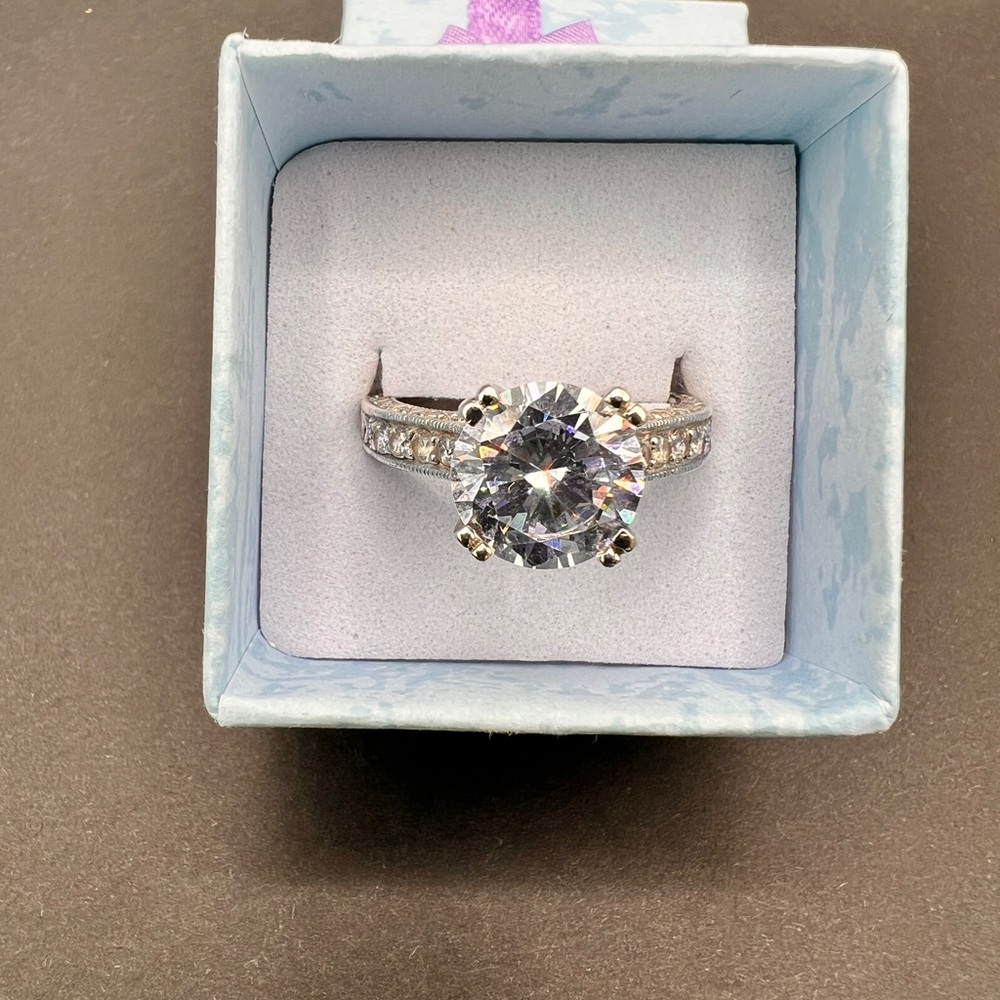 925 Sterling Silver CZ Ring-Size 8-Marked PJM